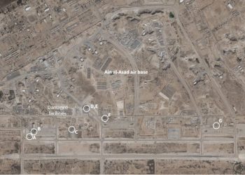 ببینید | تصاویر ماهواره‌ای از نقطه‌زنی موشک ایران در پایگاه آمریکا