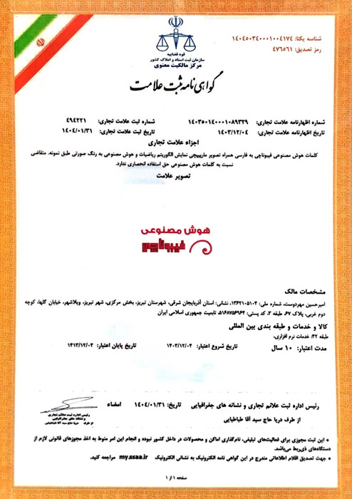 گواهی ثبت برند فیبوناچی